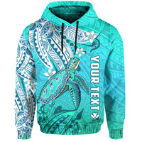 Custom Hawaiian Islands Hoodie Turtle Mix Hawaii Polynesian LT13 Unisex Blue - Polynesian Pride