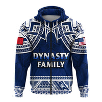 Custom Dynasty Family Hoodie Polynesian Pattern LT14 Zip Hoodie Blue - Polynesian Pride
