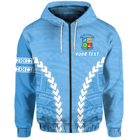 Custom (OTU HAAPAI) Blue Zip Hoodie Mix Polynesian LT13 Unisex Blue - Polynesian Pride