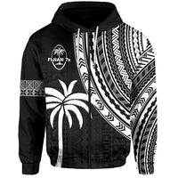 Custom Fiji Rugby Sevens Zip Hoodie Fijian 7s Tapa Polynesian Custom Text and Number LT13 - Polynesian Pride
