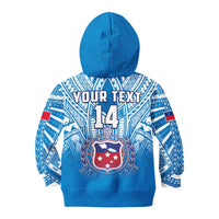 (Custom Text And Number) Samoa Rugby Hoodie KID Personalise Toa Samoa Polynesian Pacific Blue Version LT14 - Polynesian Pride