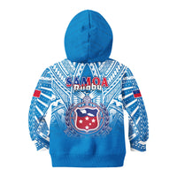 Samoa Rugby Hoodie KID Toa Samoa Polynesian Pacific Blue Version LT14 Zip Hoodie Blue - Polynesian Pride