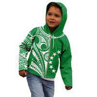Cook Islands Tatau Hoodie KID Symbolize Passion Stars Version Green LT13 Green - Polynesian Pride