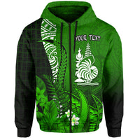 Custom New Caledonia Hoodie Nautilus Green Polynesian Hibiscus LT13 Zip Hoodie Green - Polynesian Pride