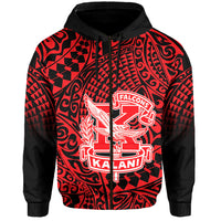 Hawaii Hoodie Kalani High School Tribal Kakau LT14 Zip Hoodie Red - Polynesian Pride