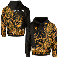 Custom Hawaii Polynesian Hoodie Gold Tiki Masks Hawaiian LT13 Unisex Gold - Polynesian Pride