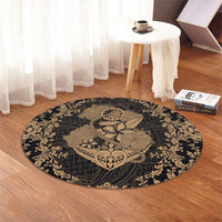 Hawaii Anchor Hibiscus Flower Vintage Round Carpet - AH - Gold - Polynesian Pride