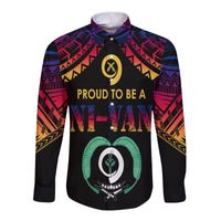 Vanuatu Proud To Be A Ni-Van - Polynesian Pattern Long Sleeves Button Shirt - Torba Province LT7 Unisex Black - Polynesian Pride