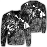 Hawaiian Hibiscus Sea Turtle Swim Polynesian Sweatshirt - AH Unisex Black - Polynesian Pride