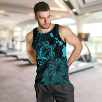 Hawaiian Hibiscus Sea Turtle Swim Polynesian Tank Top - Blue - AH - Polynesian Pride