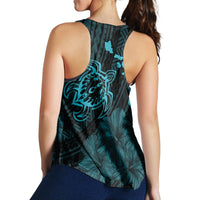 Hawaiian Hibiscus Sea Turtle Swim Polynesian Racerback Tank - Blue - AH - Polynesian Pride