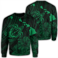 Hawaiian Hibiscus Sea Turtle Swim Polynesian Sweatshirt - Green - AH Unisex Black - Polynesian Pride