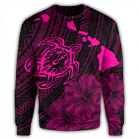 Hawaiian Hibiscus Sea Turtle Swim Polynesian Sweatshirt - Pink - AH - Polynesian Pride
