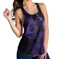 Hawaiian Hibiscus Sea Turtle Swim Polynesian Racerback Tank - Purple - AH - Polynesian Pride