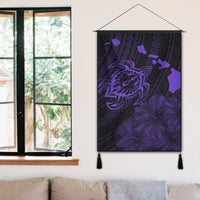 Hawaiian Hibiscus Sea Turtle Swim Polynesian Hanging Poster - Purple - AH - Polynesian Pride