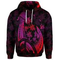 Custom Hawaiian Map Palm Trees Fish Hook Polynesian Hoodie Colorful Red - Polynesian Pride