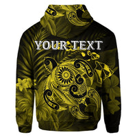 Custom Hawaiian Map Turtle Tattoo Hibiscus Plumeria Polynesian Hoodie Yellow - Polynesian Pride