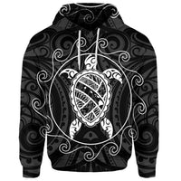 Custom Hawaiian Map Turtle Wave Polynesian Hoodie White - Polynesian Pride