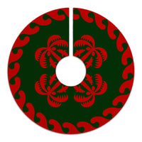 Hawaiian Quilt Pattern Dolphin And Coconut Tree Skirt - Red Green - AH - Polynesian Pride