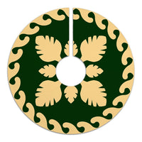 Hawaiian Quilt Pattern Palm Tree Skillful Tree Skirt - Green Beige - AH - Polynesian Pride