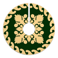 Hawaiian Quilt Pattern Tradition Skillful Tree Skirt - Green Beige - AH - Polynesian Pride
