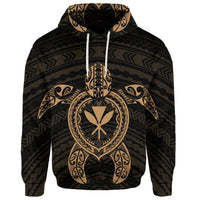 Custom Hawaiian Turtle Kanaka Polynesian Hoodie Gold - Polynesian Pride
