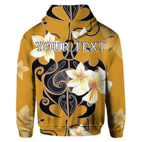 Custom Hawaiian Turtle Plumeria Polynesian Hoodie Yellow - Polynesian Pride