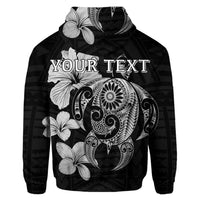 Custom Hibiscus Plumeria Mix Polynesian Turtle Hoodie Gray - Polynesian Pride