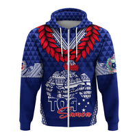 Custom Toa Samoa Hoodie - Ulafala Style Samoa Warriors LT7 Zip Hoodie Blue - Polynesian Pride