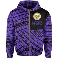 Polynesian Protect Mauna Kea Kanaka Maoli Hawaii Zip Hoodie Purple Quarter Style - Polynesian Pride