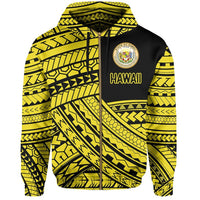 Polynesian Protect Mauna Kea Kanaka Maoli Hawaii Zip Hoodie Yellow Quarter Style - Polynesian Pride