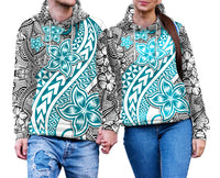 Traditional Polynesian Tribal Tattoo Retro Couple Hoodie Turquoise LT9 - Polynesian Pride