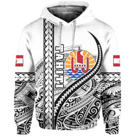 Tahiti Rugby Hoodie Marvelous Version White Unisex White - Polynesian Pride