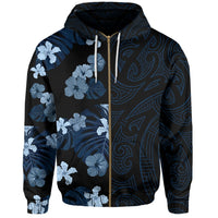 Tropical Polynesian Hawaiian Hoodie Zip Curtis Style - Polynesian Pride