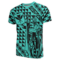 Hawaii T Shirt King Kakau Kanaka Turquoise - Polynesian Pride