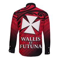 Alo Chiefdom Wallis et Futuna Hawaii Long Sleeve Button Shirt Polynesian Pattern and Flag LT13 - Polynesian Pride