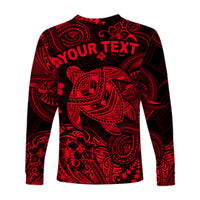 (Custom Personalised) Hawaii Turtle Polynesian Long Sleeve Shirt Plumeria Flower Unique Style - Red LT8 - Polynesian Pride