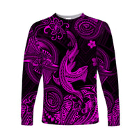Hawaii Angry Shark Polynesian Long Sleeve Shirt Unique Style - Pink LT8 Unisex Pink - Polynesian Pride