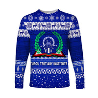 Tupou Tertiary Institute Christmas Long Sleeve Shirt Simple Style LT8 Unisex Blue - Polynesian Pride