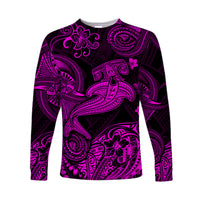 (Custom Personalised) Hawaii Hammer Shark Polynesian Long Sleeve Shirt Unique Style - Pink LT8 Unisex Pink - Polynesian Pride