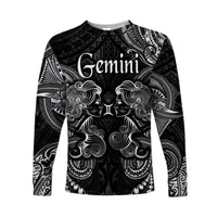 Gemini Zodiac Polynesian Long Sleeve Shirt Unique Style - Black LT8 Unisex Black - Polynesian Pride