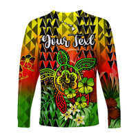 (Custom Personalised) Hawaii Flowers Long Sleeve Shirt Color Tribal Pattern Hawaiian LT13 - Polynesian Pride