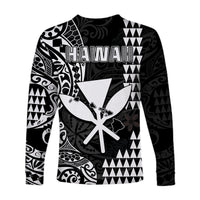 Hawaii Day Kakau Long Sleeve Shirt Proud To Be Hawaiian Black King Kamehameha and Kanaka Maoli LT13 - Polynesian Pride