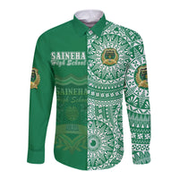(Custom Personalised) Tonga Saineha High School Long Sleeve Button Shirt Tongan Ngatu Pattern LT14 - Polynesian Pride