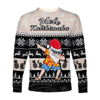 Hawaii Mele Kalikimaka Long Sleeve Shirt Dabbing Santa Black Merry Christmas LT14 - Polynesian Pride