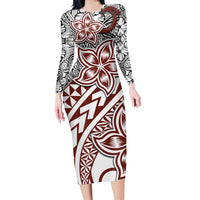 Traditional Polynesian Tribal Tattoo Retro Long Sleeves Dress LT9 Polyester spandex Green - Polynesian Pride