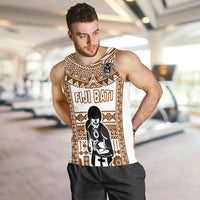 Custom Text And Number Fiji Rugby Men Tank Top Pacific The Bati Brown Fijian Tapa LT14 - Polynesian Pride