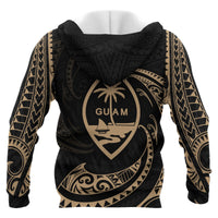 Guam Polynesian Hoodie Gold Tribal Wave - Polynesian Pride