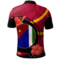 Papua New Guinea Polo Shirt Milne Bay Flag of PNG with Hibicus and Polynesian Culture Polo Shirt - Polynesian Pride