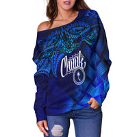 Chuuk Polynesian Off Shoulder Sweatshirt - Lauhala Coat Of Arms - Polynesian Pride